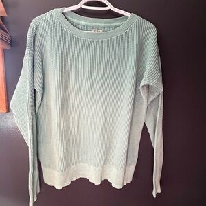 L.L. Bean Women's Mint Green Waffle Knit Crewneck Sweater